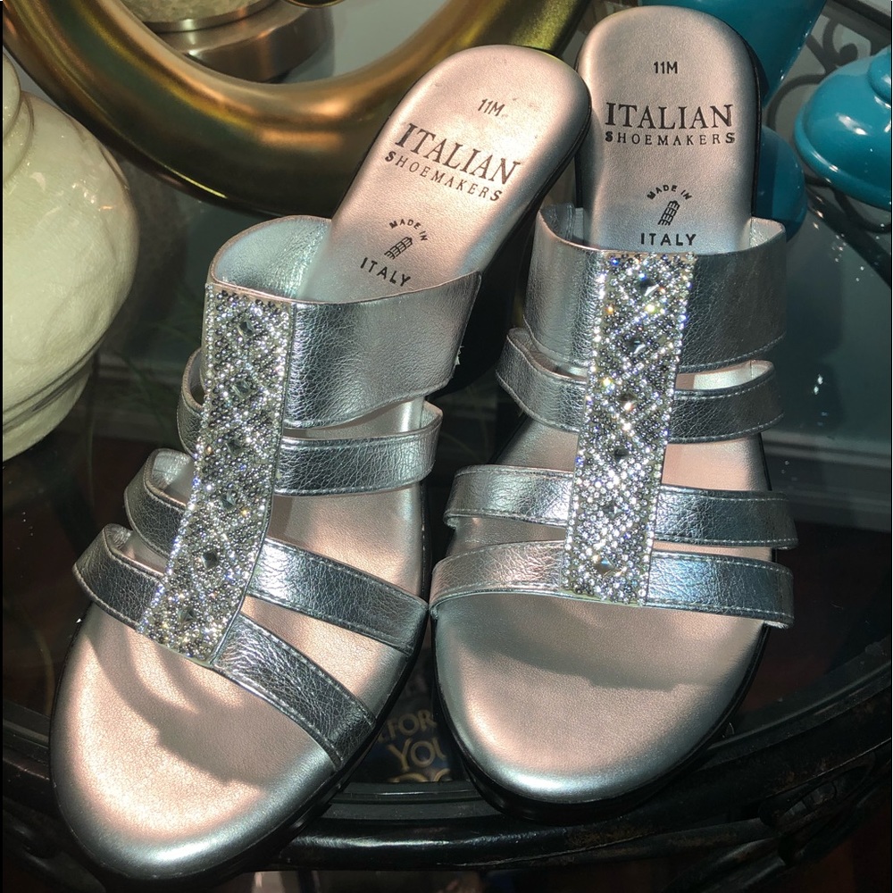 Silver Italian Shoemakers Wedges size 11